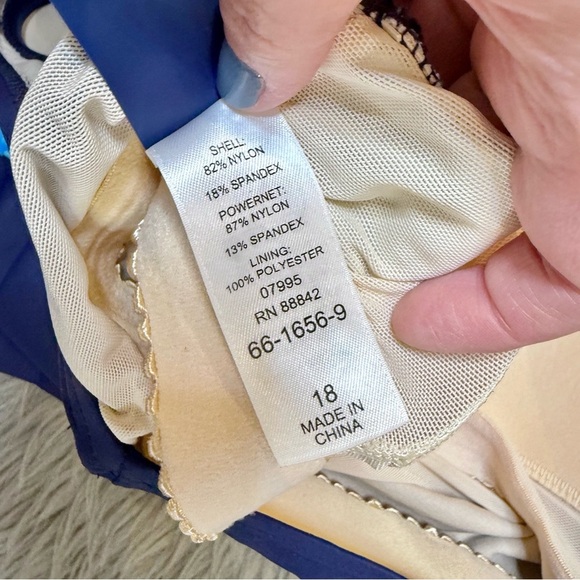 Swimsuits For All Chlorine Resistant Blue Square Neck One Piece Swimsuit Sz 18 - Picture 7 of 15